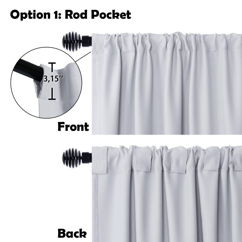 DWCN Patio Sliding Door Curtains - Extra Wide Curtains for Glass Door, Room Divider Blackout Thermal Curtain Panel with Back Tab & Rod Pocket for Bedroom Partition, 100 x 108 Inches, Greyish White - Image 3